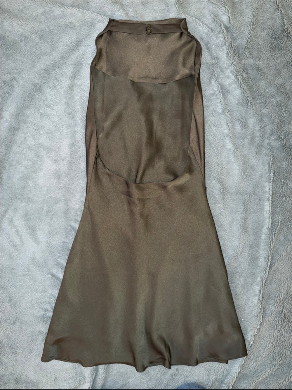Aritzia Draped Halter Mini Dress in Olive Brown - Picture 4 of 4